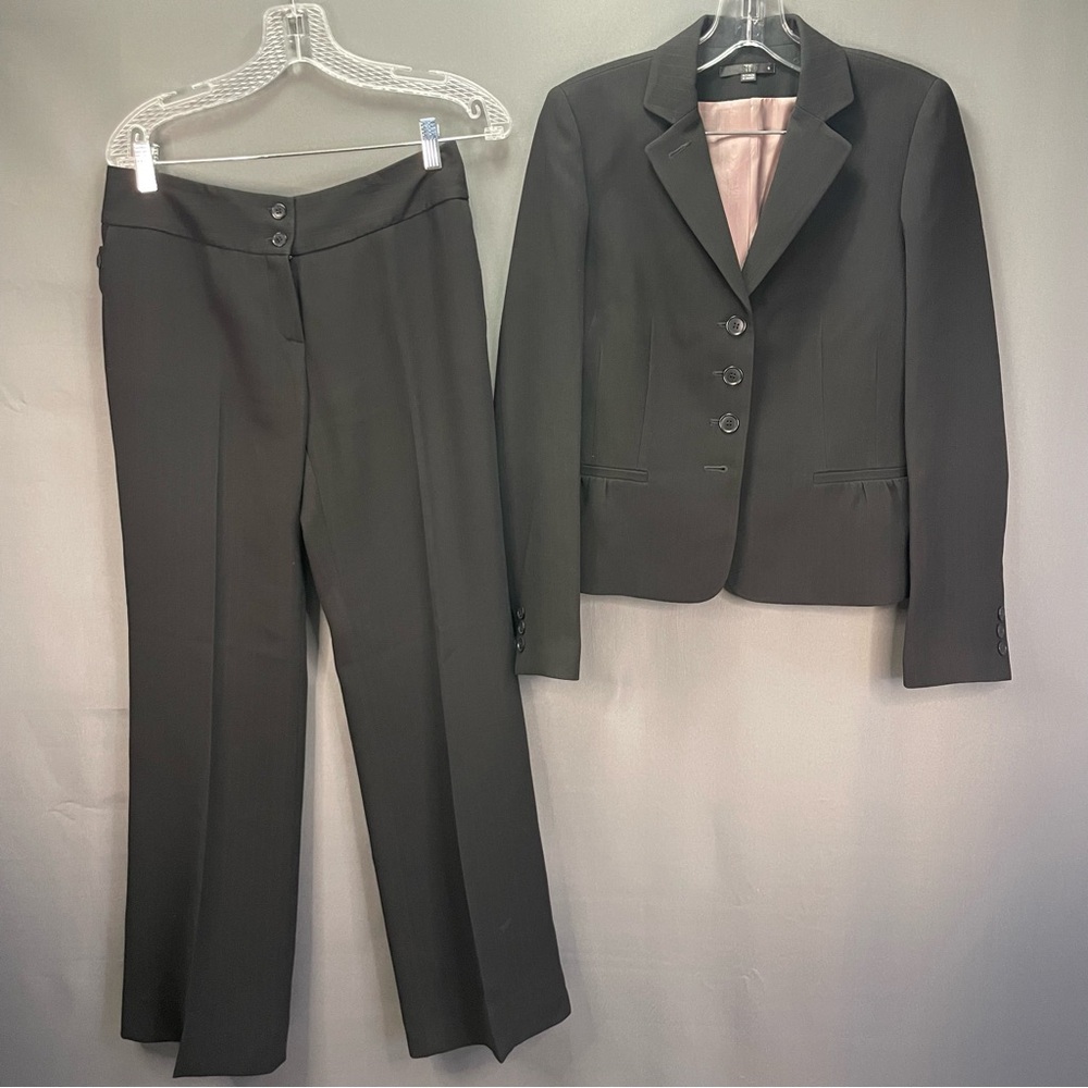 Teenflo black pantsuit blazer and matching dress pants pinstripe